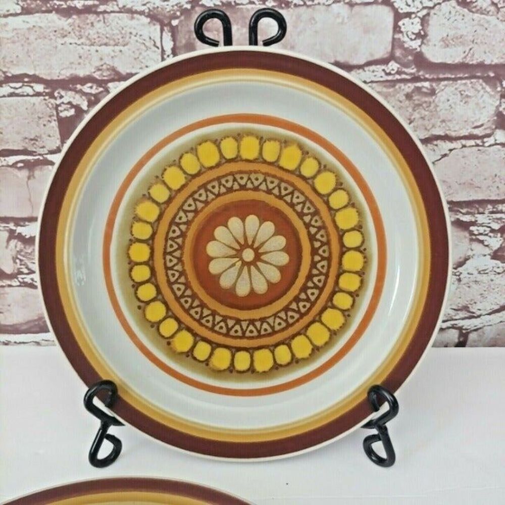Vintage Berkeley House Valencia 1095 Japan Stoneware Chop Plates MCM Mandala